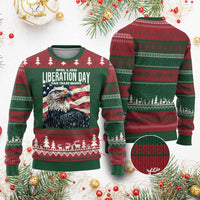 Liberation Day April 2 2025 Ugly Christmas Sweater Fair Trade Patriotic American Eagle USA Flag - Wonder Print Shop