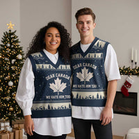 Dear Canada We Hate Him Too V-Neck Knit Sweater Vest Political 2025 Protest - Wonder Print Shop