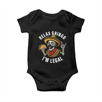 Cinco De Mayo Skeleton Baby Onesie Relax Gringo I'm Legal Poncho