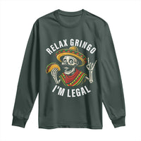 Cinco De Mayo Skeleton Long Sleeve Shirt Relax Gringo I'm Legal Poncho