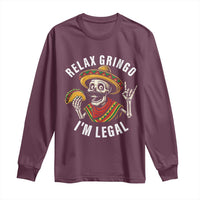 Cinco De Mayo Skeleton Long Sleeve Shirt Relax Gringo I'm Legal Poncho