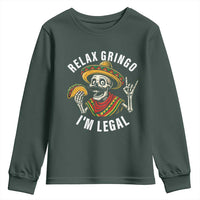 Cinco De Mayo Skeleton Youth Sweatshirt Relax Gringo I'm Legal Poncho