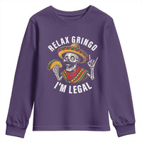 Cinco De Mayo Skeleton Youth Sweatshirt Relax Gringo I'm Legal Poncho