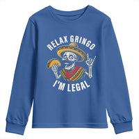 Cinco De Mayo Skeleton Youth Sweatshirt Relax Gringo I'm Legal Poncho
