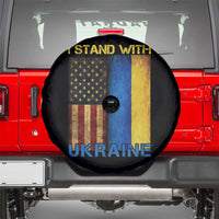 I Stand With Ukraine Spare Tire Cover Ukrainian American Flag