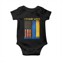 I Stand With Ukraine Baby Onesie Ukrainian American Flag