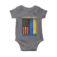 I Stand With Ukraine Baby Onesie Ukrainian American Flag