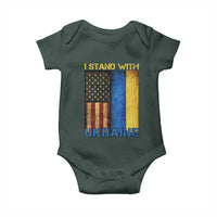 I Stand With Ukraine Baby Onesie Ukrainian American Flag