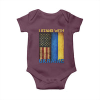 I Stand With Ukraine Baby Onesie Ukrainian American Flag
