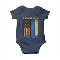 I Stand With Ukraine Baby Onesie Ukrainian American Flag