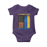 I Stand With Ukraine Baby Onesie Ukrainian American Flag