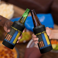 I Stand With Ukraine 4 in 1 Can Cooler Tumbler Ukrainian American Flag