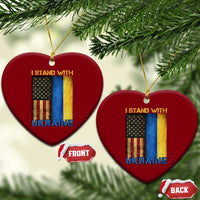 I Stand With Ukraine Ceramic Ornament Ukrainian American Flag - Wonder Print Shop