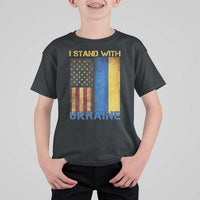I Stand With Ukraine T Shirt For Kid Ukrainian American Flag