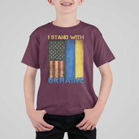 I Stand With Ukraine T Shirt For Kid Ukrainian American Flag