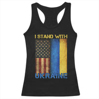 I Stand With Ukraine Racerback Tank Top Ukrainian American Flag