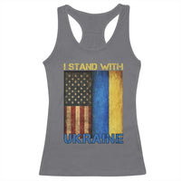 I Stand With Ukraine Racerback Tank Top Ukrainian American Flag