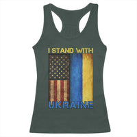 I Stand With Ukraine Racerback Tank Top Ukrainian American Flag