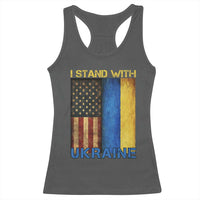 I Stand With Ukraine Racerback Tank Top Ukrainian American Flag