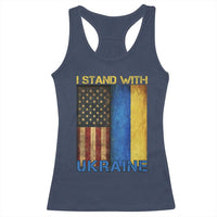 I Stand With Ukraine Racerback Tank Top Ukrainian American Flag