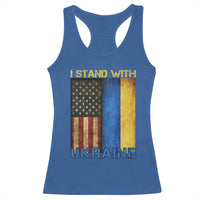 I Stand With Ukraine Racerback Tank Top Ukrainian American Flag