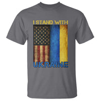I Stand With Ukraine T Shirt Ukrainian American Flag