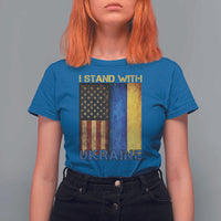 I Stand With Ukraine T Shirt For Women Ukrainian American Flag