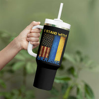 I Stand With Ukraine Tumbler With Handle Ukrainian American Flag