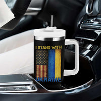 I Stand With Ukraine Tumbler With Handle Ukrainian American Flag