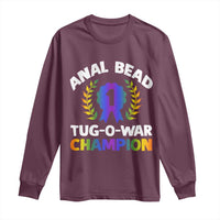 Anal Bead Tug O War Champion Funny Offensive Long Sleeve Shirt Inappropriate Adult Humor Rainbow - Wonder Print Shop