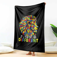 Colorful Autism Acceptance Lion Throw Blanket It Is Ok To Be Different Courageous Neurodiversity Support