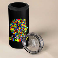 Colorful Autism Acceptance Lion 4 in 1 Can Cooler Tumbler It Is Ok To Be Different Courageous Neurodiversity Support