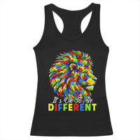 Colorful Autism Acceptance Lion Racerback Tank Top It Is Ok To Be Different Courageous Neurodiversity Support