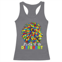 Colorful Autism Acceptance Lion Racerback Tank Top It Is Ok To Be Different Courageous Neurodiversity Support