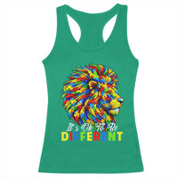 Colorful Autism Acceptance Lion Racerback Tank Top It Is Ok To Be Different Courageous Neurodiversity Support