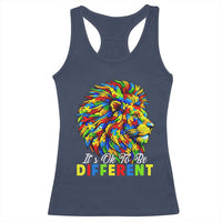 Colorful Autism Acceptance Lion Racerback Tank Top It Is Ok To Be Different Courageous Neurodiversity Support