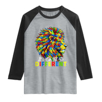 Colorful Autism Acceptance Lion Raglan Shirt It Is Ok To Be Different Courageous Neurodiversity Support