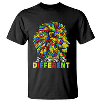 Colorful Autism Acceptance Lion T Shirt It Is Ok To Be Different Courageous Neurodiversity Support