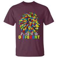 Colorful Autism Acceptance Lion T Shirt It Is Ok To Be Different Courageous Neurodiversity Support