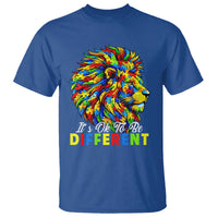 Colorful Autism Acceptance Lion T Shirt It Is Ok To Be Different Courageous Neurodiversity Support