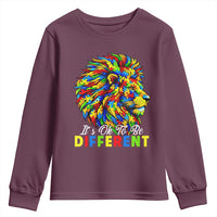 Colorful Autism Acceptance Lion Youth Sweatshirt It Is Ok To Be Different Courageous Neurodiversity Support