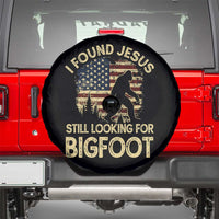 I Found Jesus Still Looking for Bigfoot Patriotic Spare Tire Cover American Flag Christian Religious Sasquatch Vintage