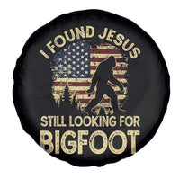 I Found Jesus Still Looking for Bigfoot Patriotic Spare Tire Cover American Flag Christian Religious Sasquatch Vintage