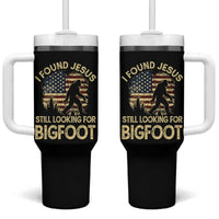 I Found Jesus Still Looking for Bigfoot Patriotic Tumbler With Handle American Flag Christian Religious Sasquatch Vintage