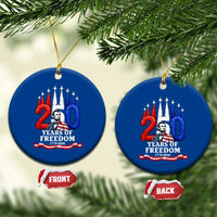 250 Years of Freedom Abraham Lincoln Patriotic Ceramic Ornament US Fighter Jets Red White and Blue 1776 to 2026 Semiquincentennial