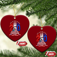 250 Years of Freedom Abraham Lincoln Patriotic Ceramic Ornament US Fighter Jets Red White and Blue 1776 to 2026 Semiquincentennial