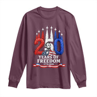 250 Years of Freedom Abraham Lincoln Patriotic Long Sleeve Shirt US Fighter Jets Red White and Blue 1776 to 2026 Semiquincentennial