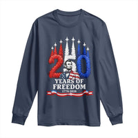 250 Years of Freedom Abraham Lincoln Patriotic Long Sleeve Shirt US Fighter Jets Red White and Blue 1776 to 2026 Semiquincentennial