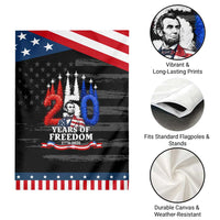 250 Years of Freedom Abraham Lincoln Patriotic Garden Flag US Fighter Jets Red White and Blue 1776 to 2026 Semiquincentennial