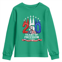 250 Years of Freedom Abraham Lincoln Patriotic Youth Sweatshirt US Fighter Jets Red White and Blue 1776 to 2026 Semiquincentennial